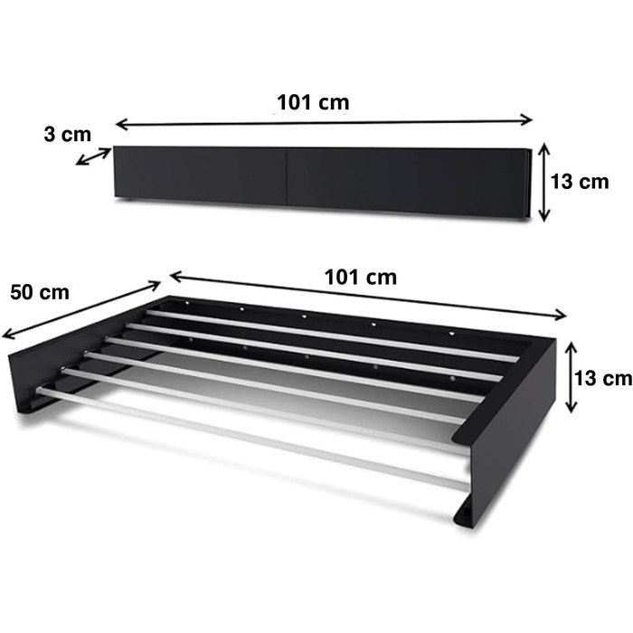 Сушарка для білизни FoxyDry HIDE настінна, розсувна, для дому та вулиці, 71x35x13 см (білий, лімітована серія)