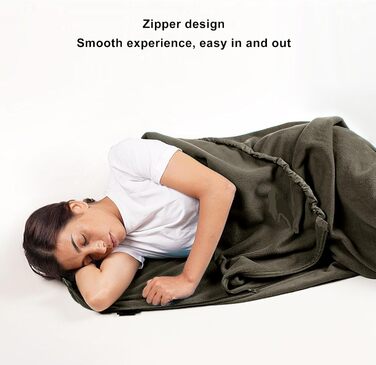 Enforose Sleeping Bag Liner, Super Thick Fleece, Soft Sleeping Bag Liner, Blanket, Lightweight Zippered Sleeping Bag Liner for Camping Trips