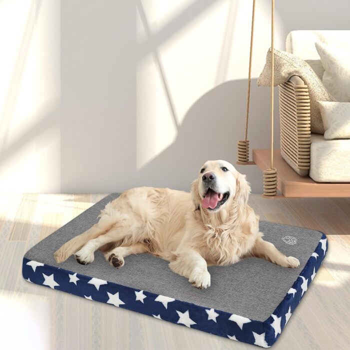 Лежанка для собак EMPSIGN, м'яка подушка для клітки, вологостійкий лежак для маленьких собак, знімний та пральний чохол, розмір XL (107x71x6.6 см), колір блакитний