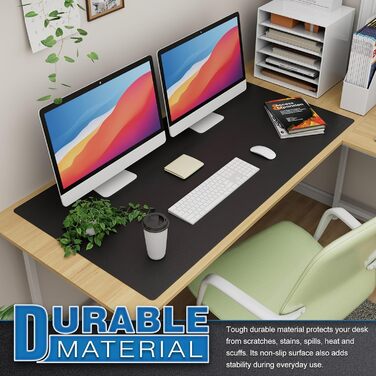 K KNODEL Килимок для миші та клавіатури на стіл, шкіряний, великий 60x120 см, чорний - захист для комп'ютера та ноутбука