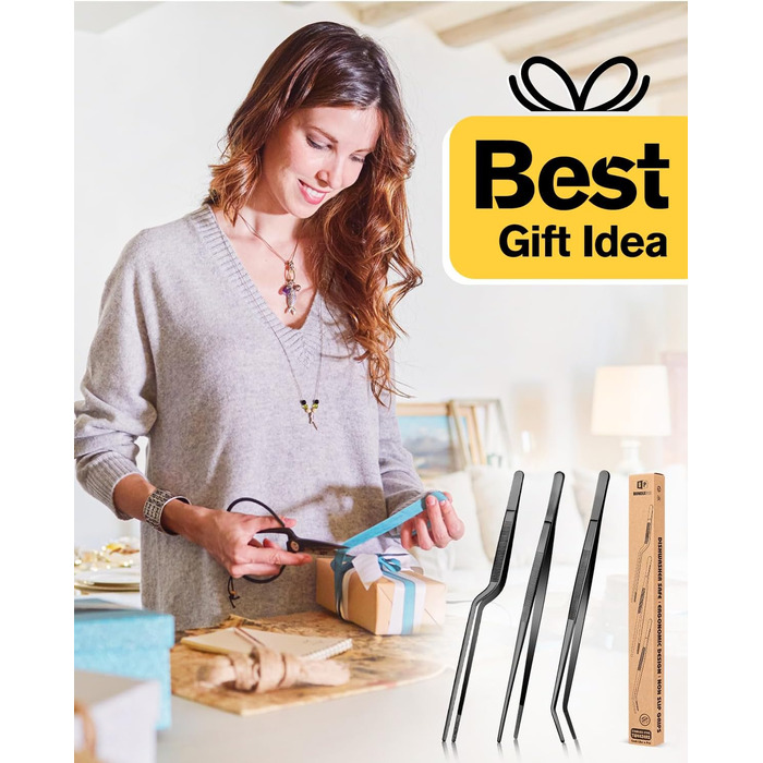 Набір кухонних пінцетів 10 дюймів, професійні, з нержавіючої сталі, чорні, для приготування, декорування та BBQ