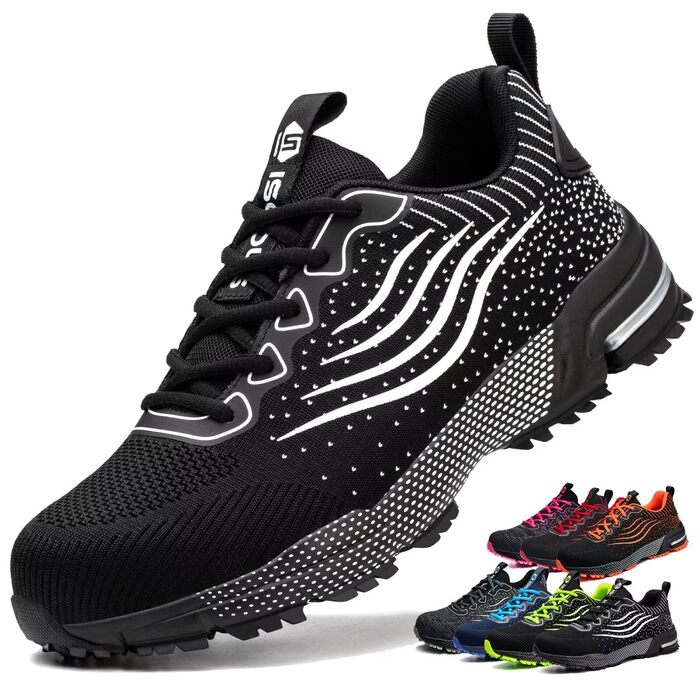 Зручні робочі черевики ISOOUS з металевим носком. Чоловічі та жіночі, чорні, дихаючі, антиковзкі. 43 EU