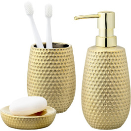 Набір для ванної кімнати Navaris Premium - елегантний набір аксесуарів (дозатор мила, мильниця, стакан для зубної пасти) - золото