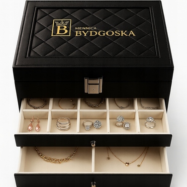 Шкатулка Mennica Bydgoska, чорна шкіряна