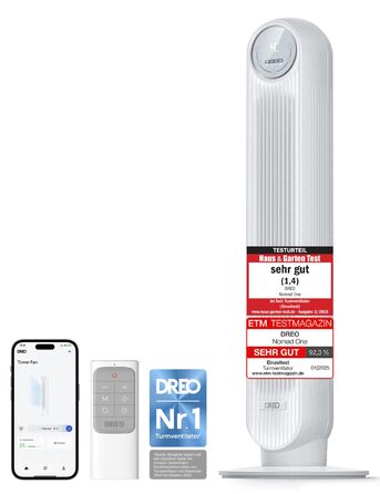 Турбовентилятор Dreo з DC мотором 20dB: тихий, потужний, з пультом, 9 режимів, 90° осциляція, таймер 12H. Ідеально для спальні.