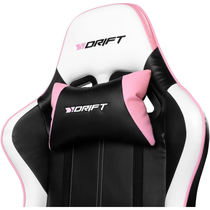 Ігрове крісло DRIFT DR175PINK, екошкіра, 2D-підлокітники, клас 4, рожево-чорне