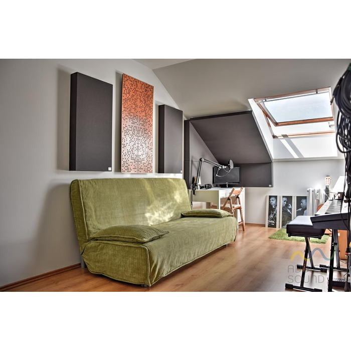 Акустична панель Addictive Sound Schallabsorber Wand Standard для стін та стелі, звукопоглинаюча панель класу A зі звукоізоляційною ватою, 100x50x11 см, світло-сірий