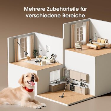 Бездротовий пилосос P2 Akku Sauger Stabstaubsauger: потужний, для тварин, килимів, твердих підлог, з антизаплутувальною щіткою та зеленим підсвічуванням