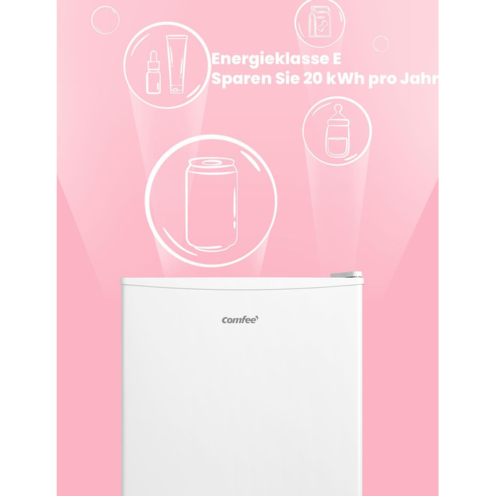 Mini холодильник Comfee RCD50WH2(E) 43L з відділенням для льоду – для дому, офісу, кімнати. Швидке охолодження, регулювання температури, білий колір.