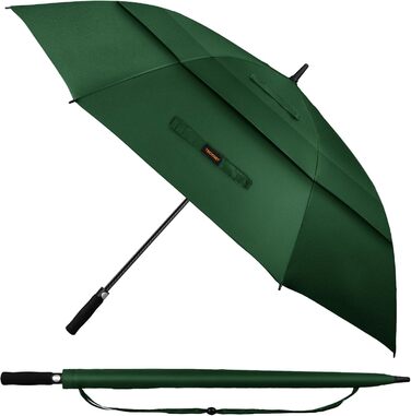 TECKNET Гольф-парасолька XXL, велика парасолька, штормостійка, автоматична, з EVA-ручкою, для жінок та чоловіків (зелена, діаметр 150 см)