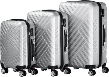Набір валіз Zelsius 3 шт. сірий колір | ABS валізи з кодовим замком, подвійними колесами та внутрішнім роздільником | Ручна валіза, набір валіз з твердим корпусом 3 шт., ролер, велика валіза, дорожній набір