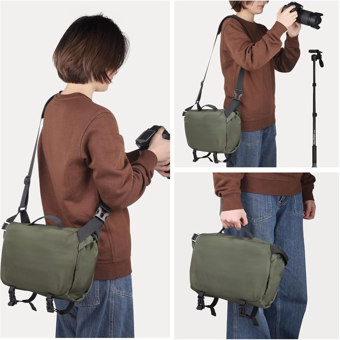Сумка для камери TAAOKA: DSLR/SLR/беззеркальні камери, водонепроникна, з кріпленням для штатива, Crossbody (Темний зелений)