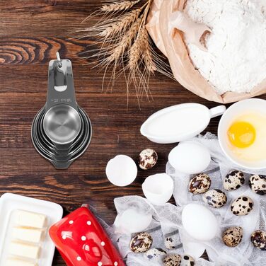 ABOOFAN 2-Piece Set of Mini Baking Cups - Reusable Coffee Cups Made of Paper with Lids, Spoon, Microwave-Safe, Dispenser, Small Measuring Cup, Automatic, Silver, Stainless Steel