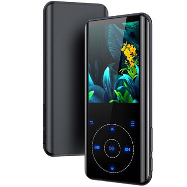 MP3 плеєр 64GB Bluetooth 5.3 HiFi без втрат, металевий корпус, вбудований динамік HD, сенсорне управління, диктофон для спорту (Чорний)