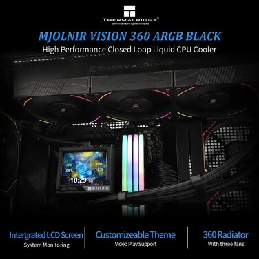 Thermalright Mjolnir Vision 360 ARGB: Смарт-рідинний кулер для CPU з IPS-дисплеєм, підтримка AM4/AM5/LGA1700/1851