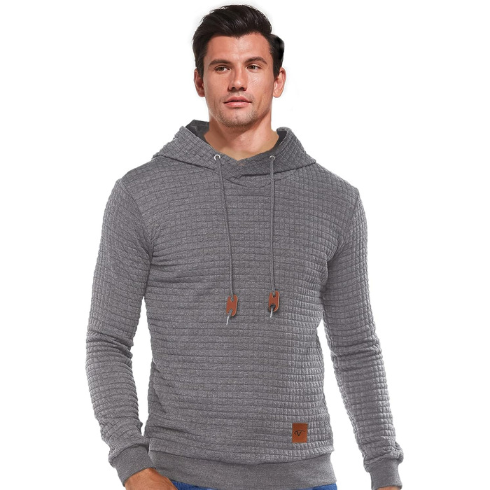 Чоловічий худі Tanozer Baic Weathirt з довгим рукавом у клітинку, сірий (M)