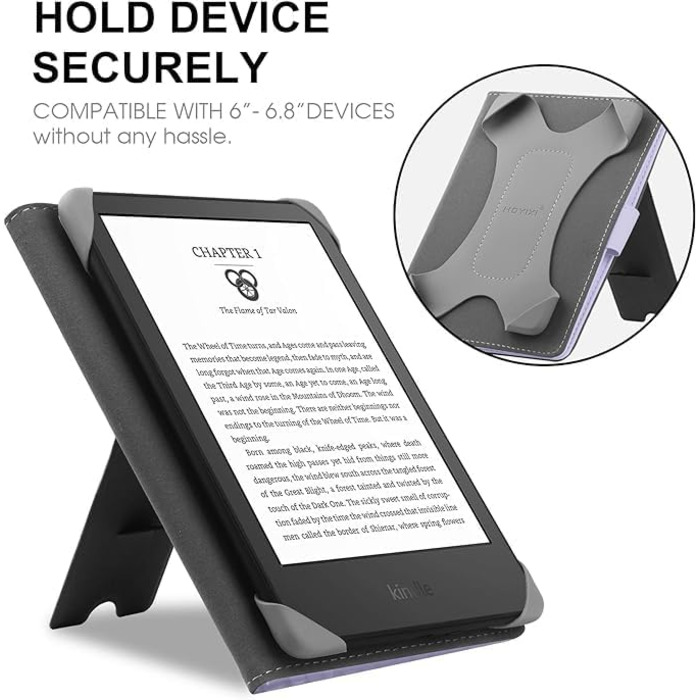 Чохол для Kindle Paperwhite/Kobo Clara HD/Pocketbook/Tolino/Sony E-Reader (6-6.8 дюймів), шкіряний, з підставкою, фіолетовий