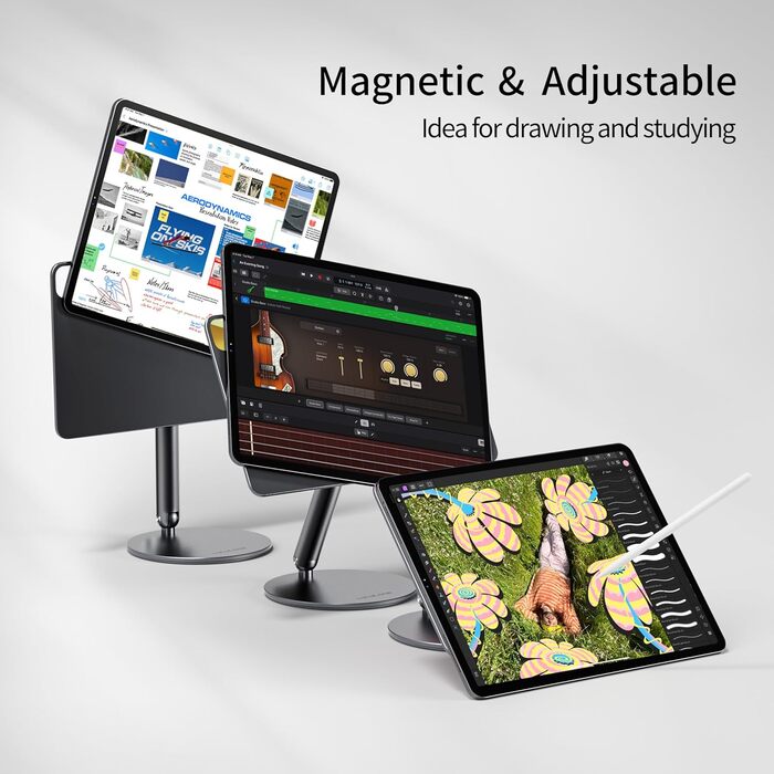 Магнітна підставка LULULOOK для iPad Pro 13'' M4/M5 (2024-2025), iPad Air 13'' M4, iPad Pro 12.9'' — обертова на 360°, складна, алюмінієва