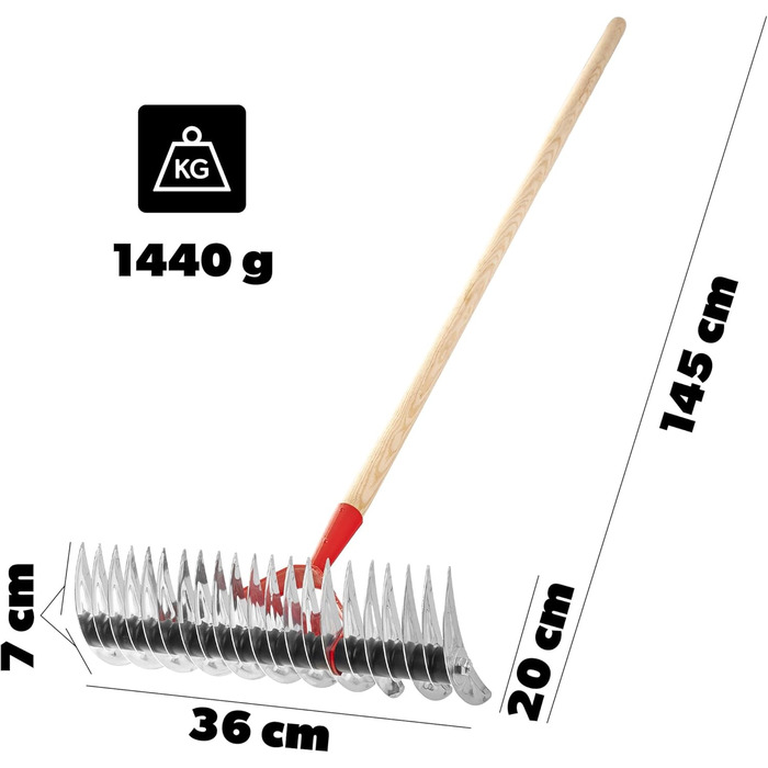 KADAX Scarifier, manual verticutter for garden, lawn, moss, metal garden accessories, cutting rake, cultivator, lawn aerator, hand verticutter (double-sided, with handle)