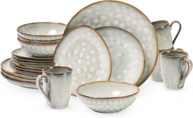 Henten Home Coffee Mug Set, Ceramic, 4-Piece - 350ml for Coffee, Cappuccino, and Latte Macchiato - Beige