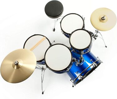 Fame 5-Piece Drum Set Blue: Комплект барабанів з бас-барабаном, томами, малим барабаном, фурнітурою та стільчиком, з аксесуарами та паличками