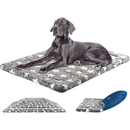 Кросер Fancy Crate Pad - килимок для лежанки собак, двосторонній (холодний та теплий), машинне прання, для собак маленьких та XXX-Large, сірий, темно-синій, зірковий принт (137 x 84 x 3 см)