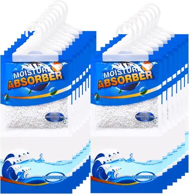 ZSZMFH 15-Piece Moisture Absorber Hanger Bags, Fragrance-Free Humidity Packs, Hanging Closet Dehumidifier Bags, Moisture Absorber Packets, 220g/Pack.