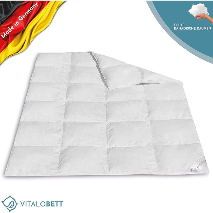 VitaloBett 135x200 cm Winter Down Duvet 100% Down Warmth Class 4 warm - Made in Germany - hypoallergenic 135 x 200 cm