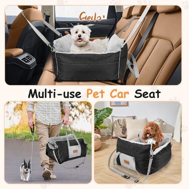 Автокрісло для собак Nobleza - зручне ліжко для маленьких собак з кишенями та змінним матрацом, 58x56x33 см (бавовна, плюш, пластик/метал)