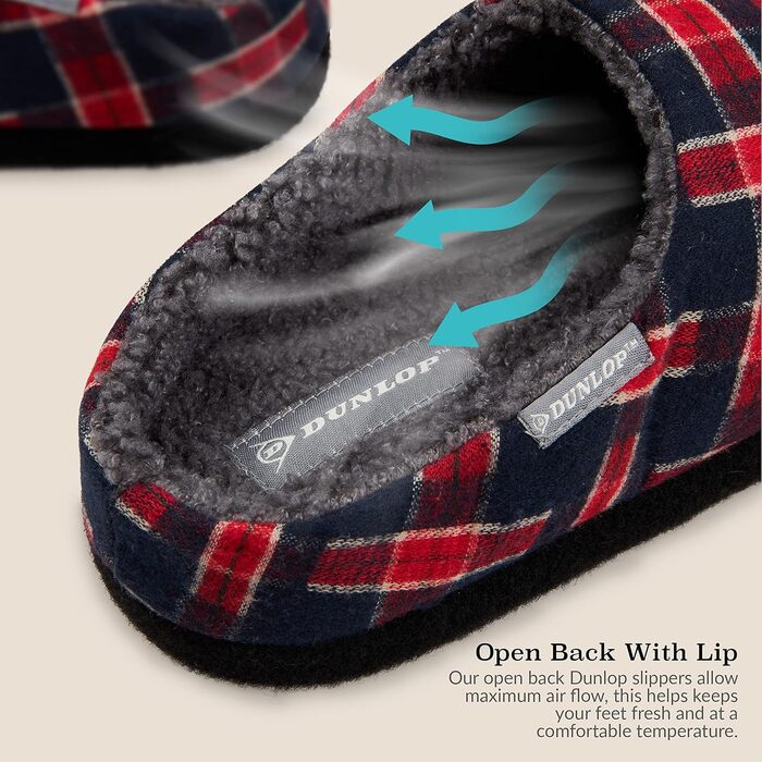 Тапочки чоловічі Dunlop з підкладкою, антиковзкі, з Memory Foam, 44 EU, темно-синій, бордовий