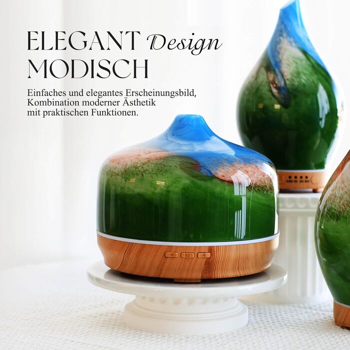 Ароматичний дифузор Porseme Aroma 500 мл, скляний зволожувач повітря, ультразвуковий аромадифузор з LED-підсвіткою 7 кольорів, для ефірних олій, працює до 21 години, тихий, для дому (Rosegold)