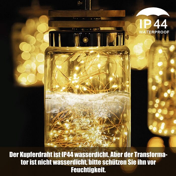 Гірлянда світлодіодна Gresonic 200/300er, 300 LED, тепле біле світло, для декору інтер'єру та екстер'єру, живлення від мережі