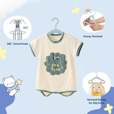 Дитячі вішалки для одягу, 28 см, м'які вельветові вішалки з 360° обертовим гачком, антиковзкі вішалки для одягу, економія місця для немовлят та малюків, 32 шт., блакитні