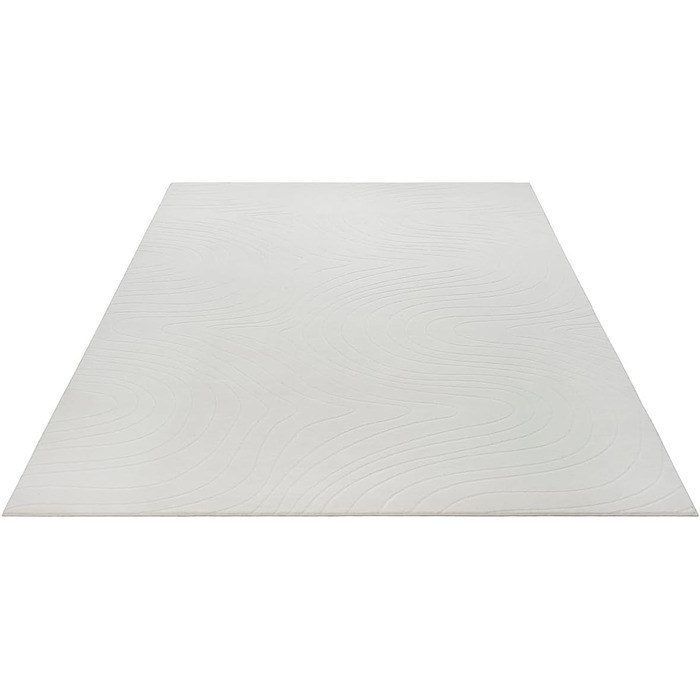 Килим Rio - сучасний та м'який килим для вітальні та спальні з антиковзним покриттям та 3D-ефектом, пухнаста поверхня, легкий у догляді та міцний, білий, білий-1 (80 x 150 см, кремовий-5)