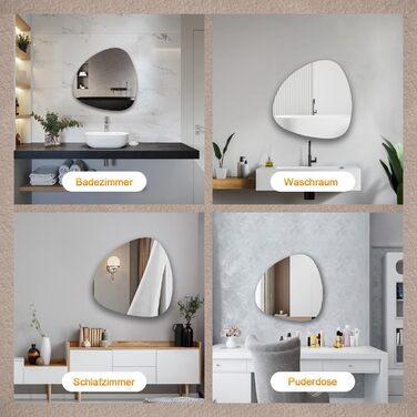 Дзеркало Boromal Spiegel чорне 40x60 см з металевим обрамленням для ванної, туалету, спальні (80x80 см, асиметричний стиль C)