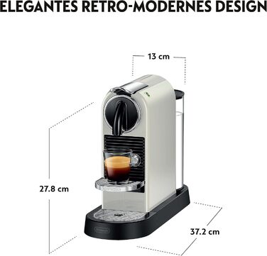 Кавомашина Nespresso Citiz EN167.W, кремово-білий колір, 1260W, без Aeroccino