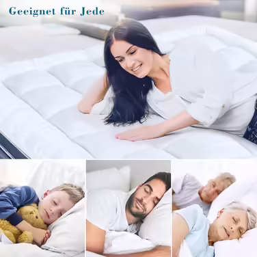Threads For Bed® Premium Plush Mattress Topper 140x190 cm, Soft Topper Mattress Pad with 100% Cotton Fabric, Quilted Mattress Protector with Padding for Support & Protection from Dirt