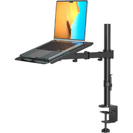 Suptek Adjustable Monitor Arm with Laptop Holder - Full Range Motion for 13-27 inch Screens (40cm Pole)
