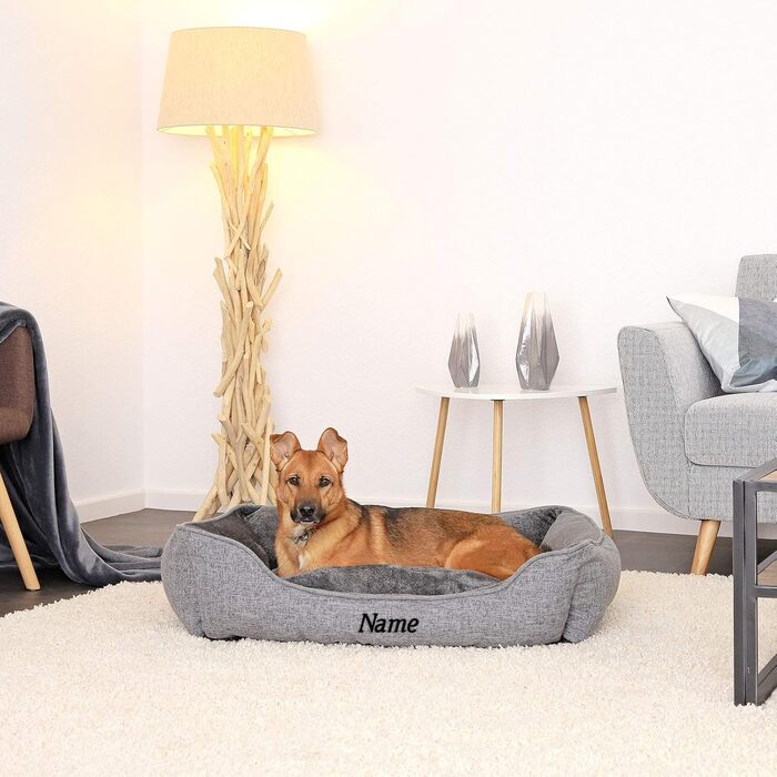 М'яке ліжко для собак та котів Lionto знімний чохол, 75x60 см, сірий колір, антиковзаюче дно