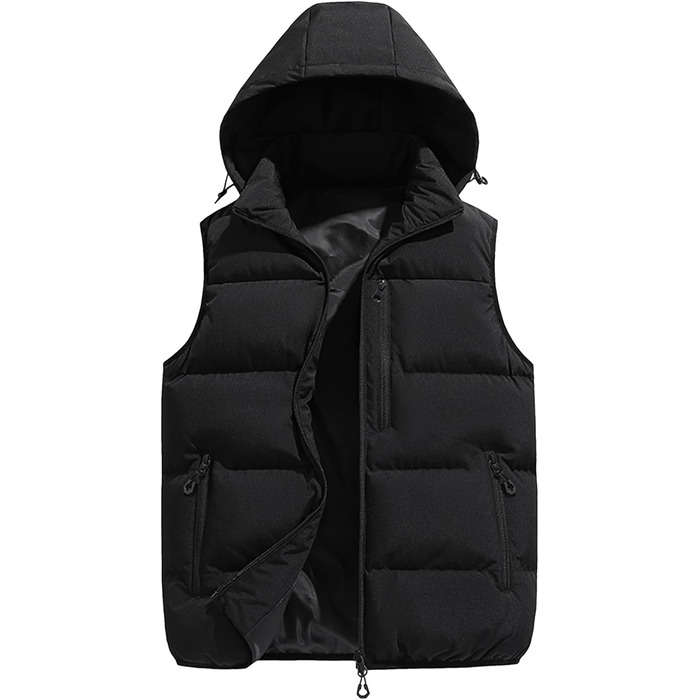 Чоловіча зимова жилетка AIEOE з капюшоном, утеплена, чорна, розмір L