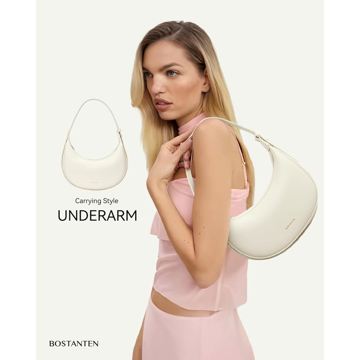 Сумка жіноча BOSTANTEN велика шопер з PU шкіри, елегантна сумка через плече, Hobo Bag чорна (1-3320-бежева)