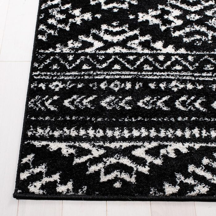 Килим SAFAVIEH Boho Tulum для вітальні, їдальні, спальні - короткий ворс, 183 x 274 см, чорний та слонова кістка