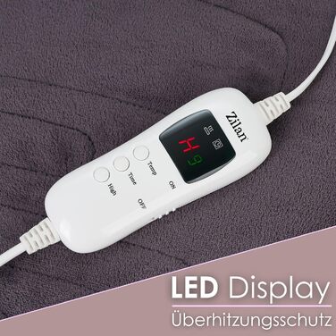 Електрична гріюча ковдра Zilan з автовимкненням | Ковдра для тепла | XXL 180 x 160 см | Таймер | Можна прати при 40°C | 9 температурних режимів | З пультом дистанційного керування | Тепла ковдра | Підігріваюче підстилка | Тепла ковдра