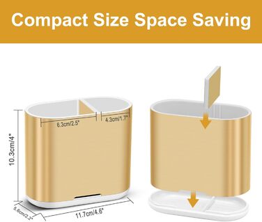 Тримач для зубної щітки електричної, органайзер для ванної кімнати, знімний, з отвором для стоку води, для сім'ї, дітей (Brushed Gold, Medium)