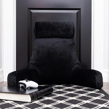 Подушка для чоловіків з підлокітниками - чорна, преміум-якість, з піною з пам'яті, знімний валик для шиї | Black