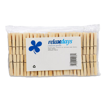 Relaxdays Wooden Clothes Pins - 100 Pack