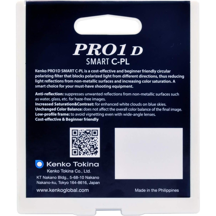 Поляризаційний фільтр Kenko PRO1D SMART C-PL 72mm: регулювання кольорів, контроль відблисків від води та скла
