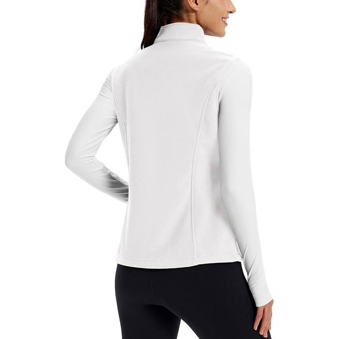 TACVASEN жіноча флісова жилетка Outdoor, тепла жилетка з капюшоном та кишенями на блискавці, спортивна жилетка для жінок (XL, білий)