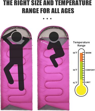 Lightweight Waterproof Sleeping Bag for Adults - Cold Weather Camping & Hiking | Compression Bag Included