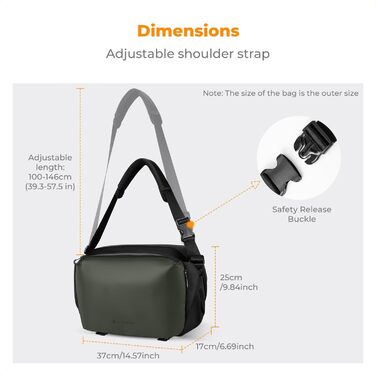 Сумка для камери K&F Concept, велика фотосумка для Canon/Nikon/Sony/DJI Mavic, чорний/темно-зелений (L)